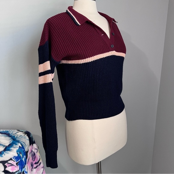 Urban Outfitters S-P Color Block Striped Henley Button Sweater - Picture 10 of 16